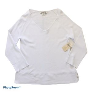 XS Coldwater Creek NWT White Sweetheart V-Neck